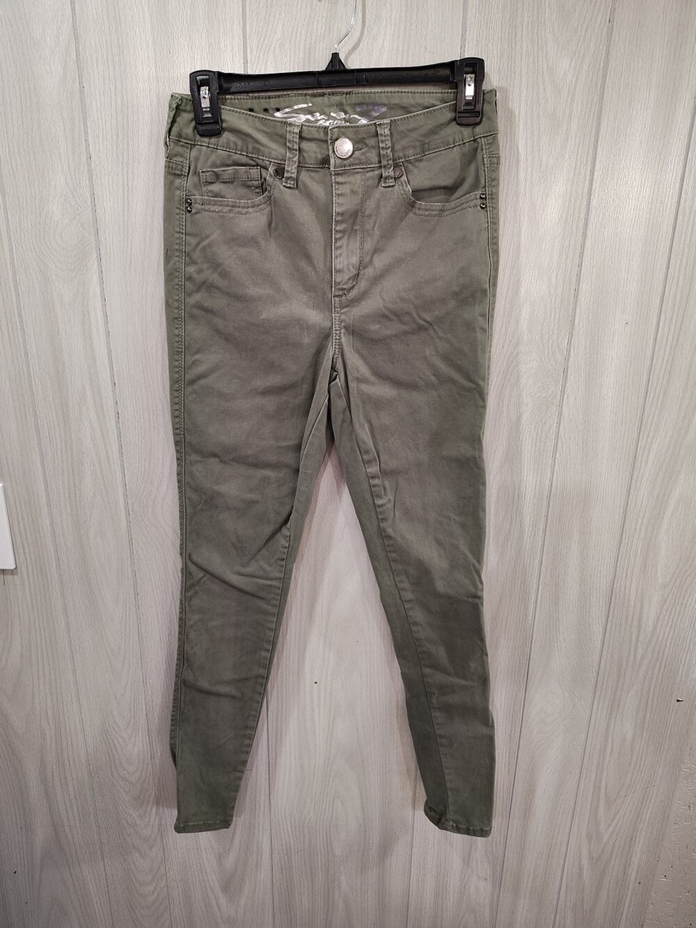Women's 7 Seven Skin Fit Denim Green Stretchy Skinny Size 6 Night Out Hipster